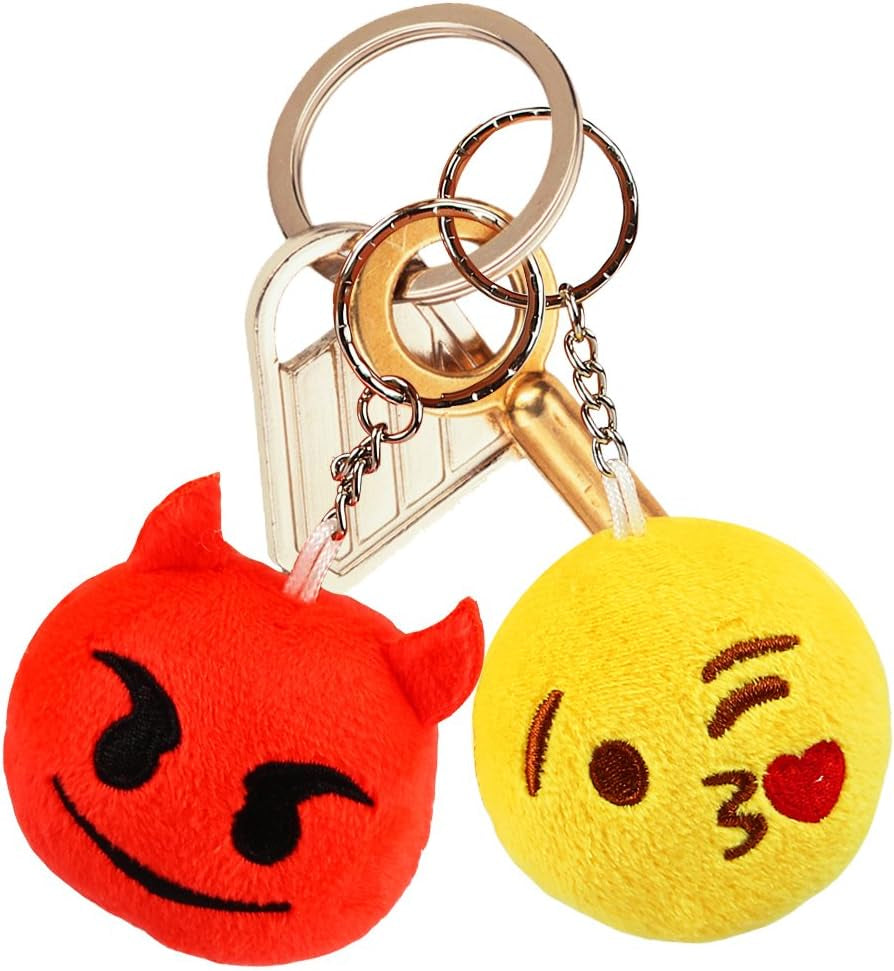 Emoticon Keychains Party Favors: Plush Emoticon Party Supplies | Plush Keychains Bulk Valentine' S Day Gifts - Kids Teens Carnival Classroom Prizes Easter Egg Fillers Set of 30