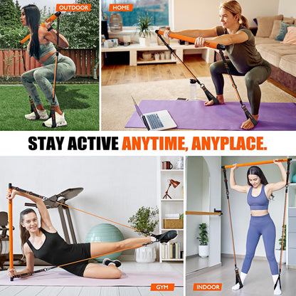 Pilates Bar Kit with Resistance Bands, Pilates Equipment, Multifunctional Pilates Bar for Women & Men, Pilates Kit for Hip, Back, Arm, Full-Body Workouts, Home Gym Strength Training Equipment