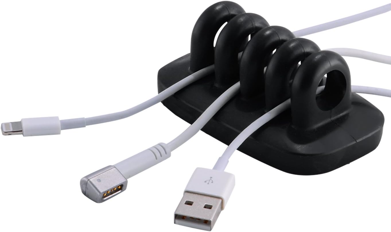 Effortlessly Organize Your Cables with the Black Weighted Desktop Cable Clip Holder