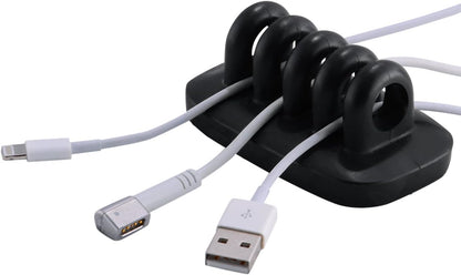 Effortlessly Organize Your Cables with the Black Weighted Desktop Cable Clip Holder
