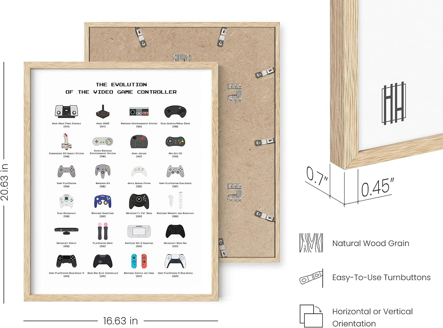 HAUS AND HUES Gamer Wall Decor - Boys Bedroom Posters, Teen Boys Video Game Room Decor, Gaming Poster (Beige Frame, 16x20)