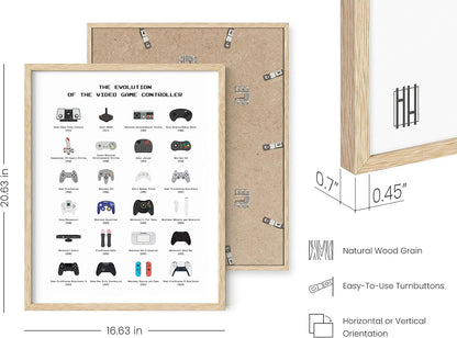 HAUS AND HUES Gamer Wall Decor - Boys Bedroom Posters, Teen Boys Video Game Room Decor, Gaming Poster (Beige Frame, 16x20)