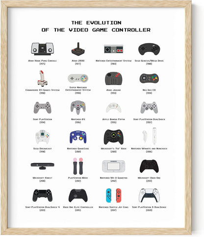 HAUS AND HUES Gamer Wall Decor - Boys Bedroom Posters, Teen Boys Video Game Room Decor, Gaming Poster (Beige Frame, 16x20)