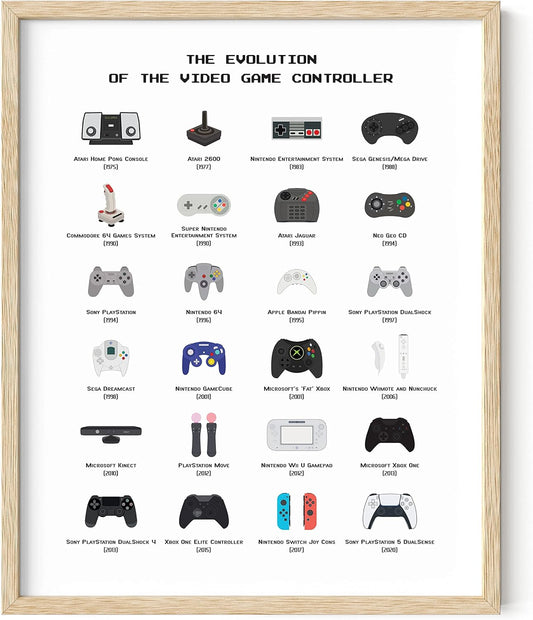 HAUS AND HUES Gamer Wall Decor - Boys Bedroom Posters, Teen Boys Video Game Room Decor, Gaming Poster (Beige Frame, 16x20)