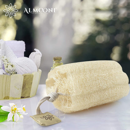 Natural Loofah Body Scrubber, Egyptian Loofah Sponge, 3 Count | Natural Egyptian Loofah Sponge, round Shape Shower Sponge for Face & Body, Men & Women, Gentle Exfoliation, Large Size