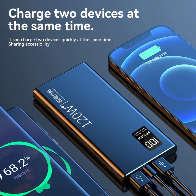 Power Up Your Devices with the 80000mAh Portable Power Bank – 120W Super Fast Charging & Digital Display for iPhone and Xiaomi!
