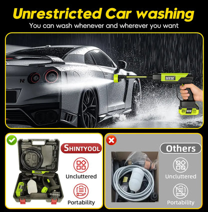 【Fathersdaygift】Seese Cordless Pressure Washer and Single Port Charger Base, Bottle Portable Washer for Car,Home Cleaning & Garden Watering Fathersdaygift